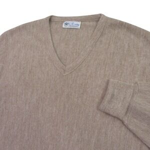 Pickering Mens Vintage 90s V Neck Sweater Pullover L Heathered Light Brown